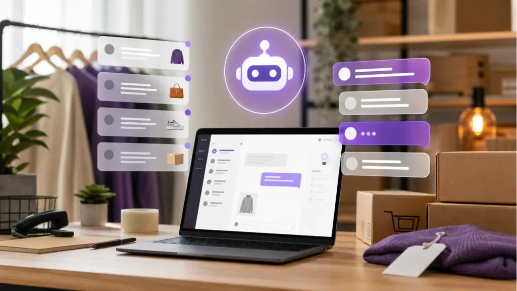 AI chatbot for Shopify featured image showing ecommerce customer service automation