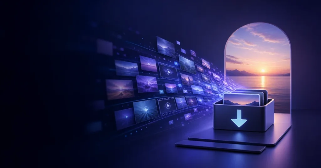 AI image and video files moving into an export archive before a platform shutdown