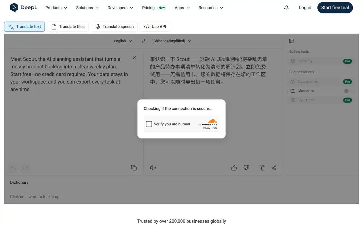 DeepL vs Google Translate DeepL marketing translation result