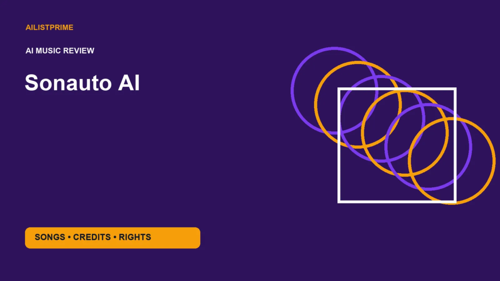 Sonauto AI review with generated music waveform lyrics credits and rights checklist