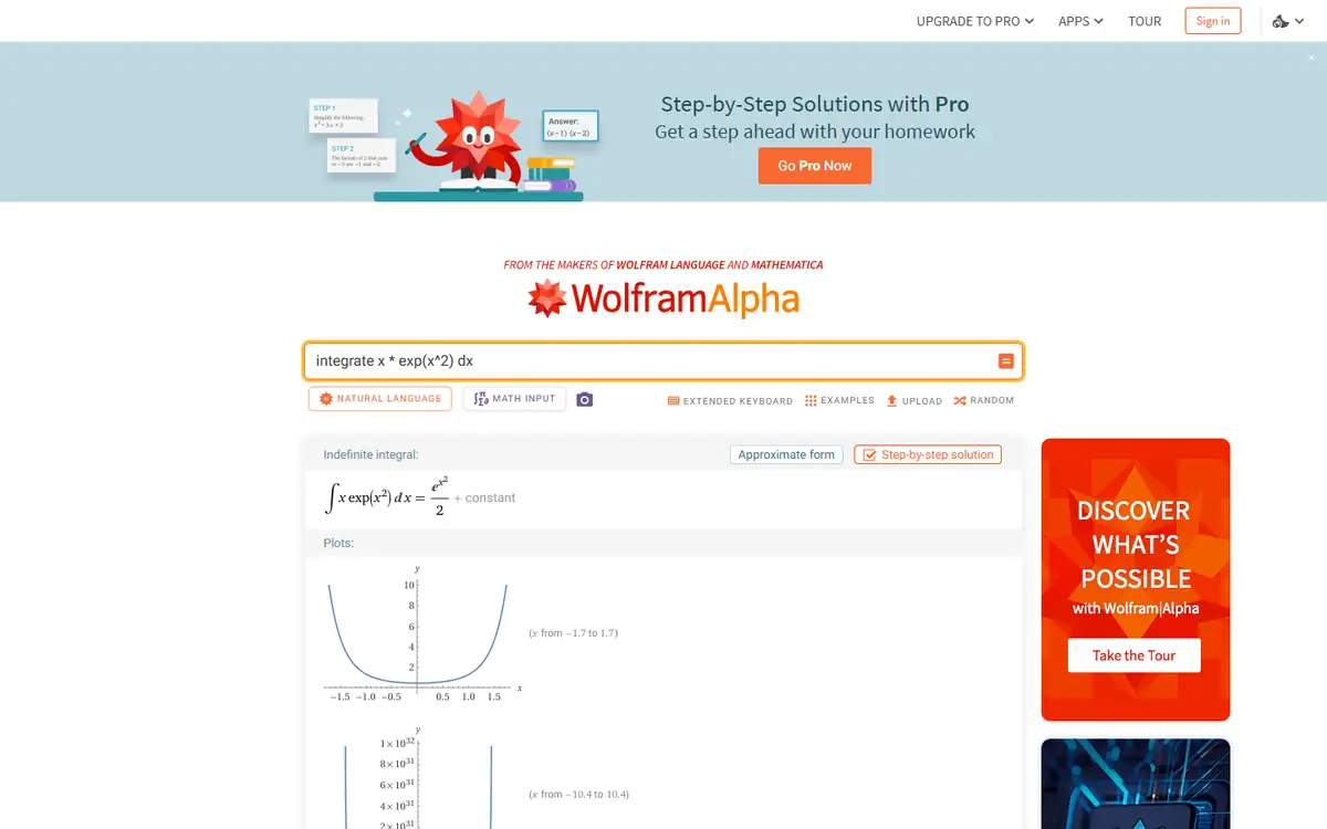 Symbolab vs WolframAlpha WolframAlpha integral result